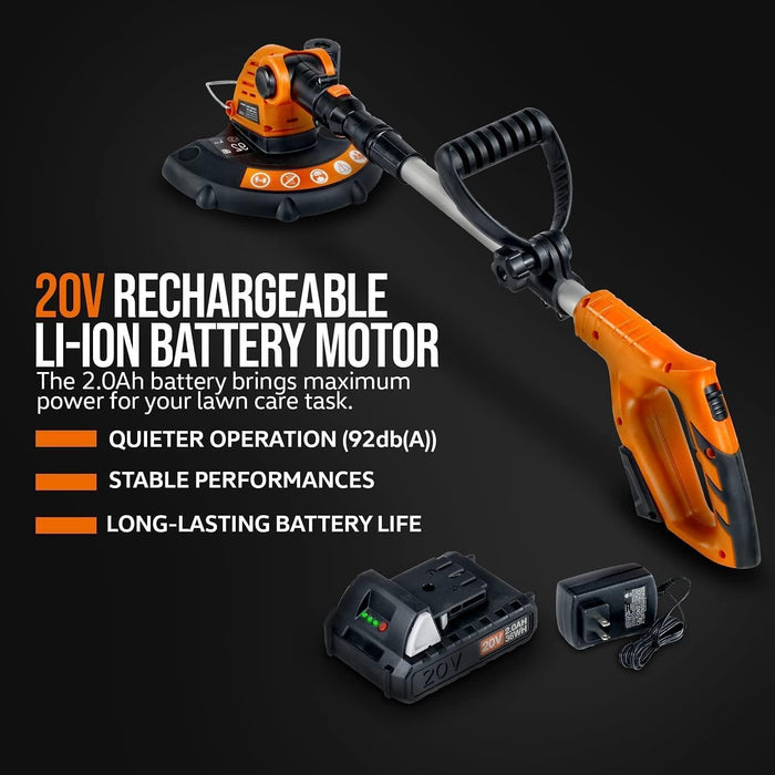 SuperHandy 2-in-1 Lawn Edger & Weed Wacker - 20V 2Ah Battery System, Removable Battery, Telescopic String Trimmer