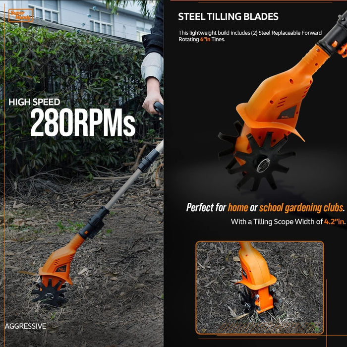 SuperHandy 3-in-1 Electric Garden Tool System - 20V 2Ah Battery System, Tiller, Hedge Trimmer, & Pruning Shears Muti-Tool