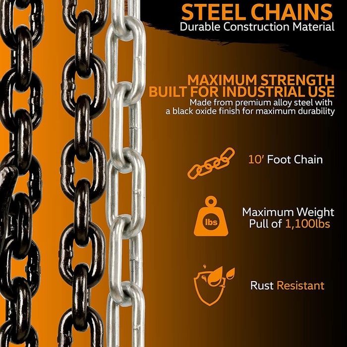 SuperHandy Chain Operated Hoist - 1/2 Ton Capacity, Aluminum Alloy Chain Hoist