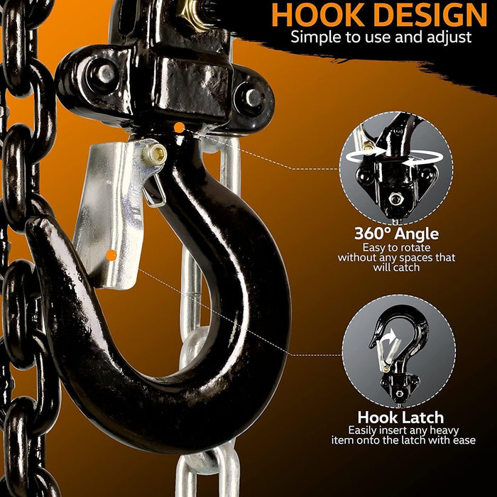 SuperHandy Chain Operated Hoist - 1 Ton Capacity, Aluminum Alloy Chain Hoist