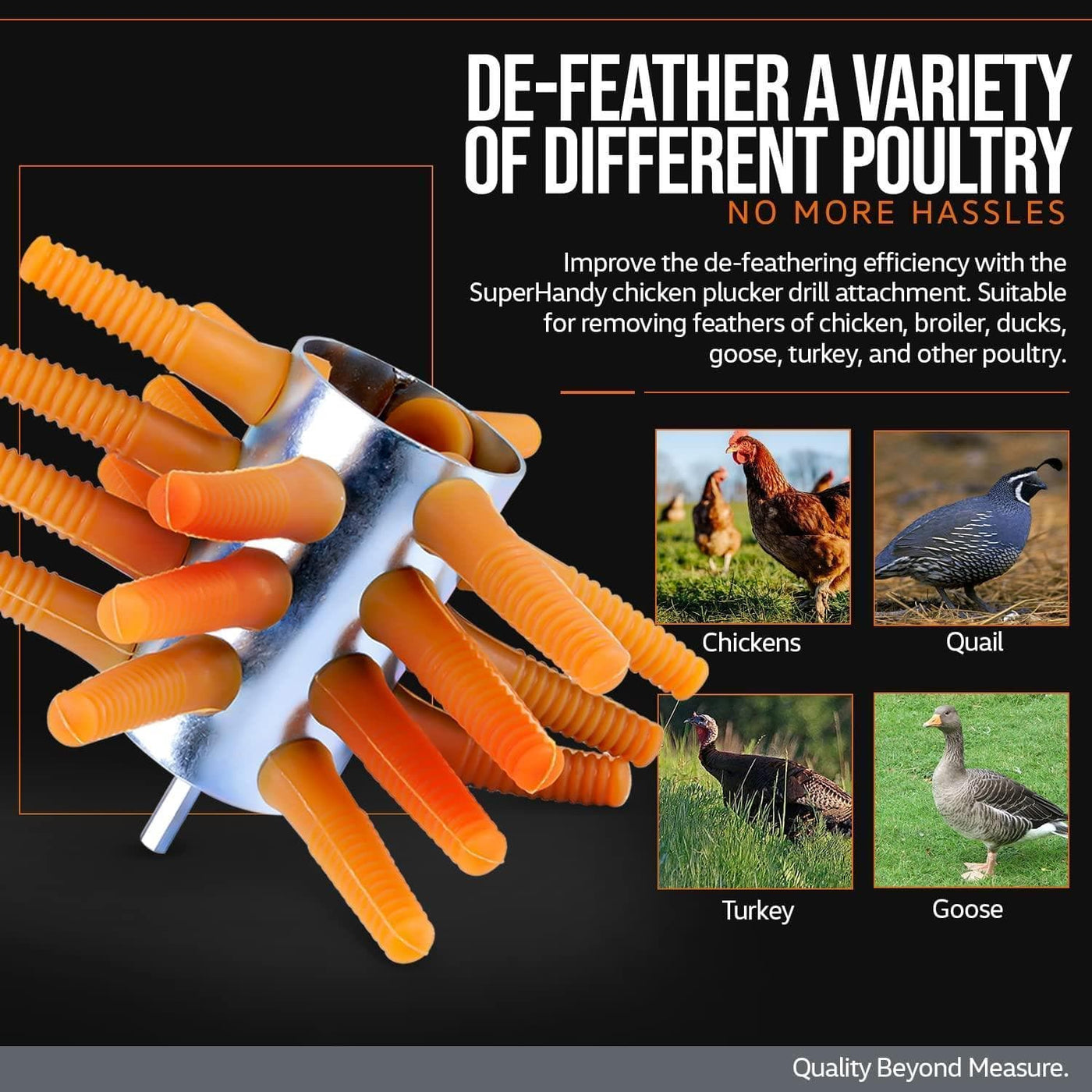 SuperHandy Chicken Plucker Drill Attachment 3/8" Shank, 21 Fingers