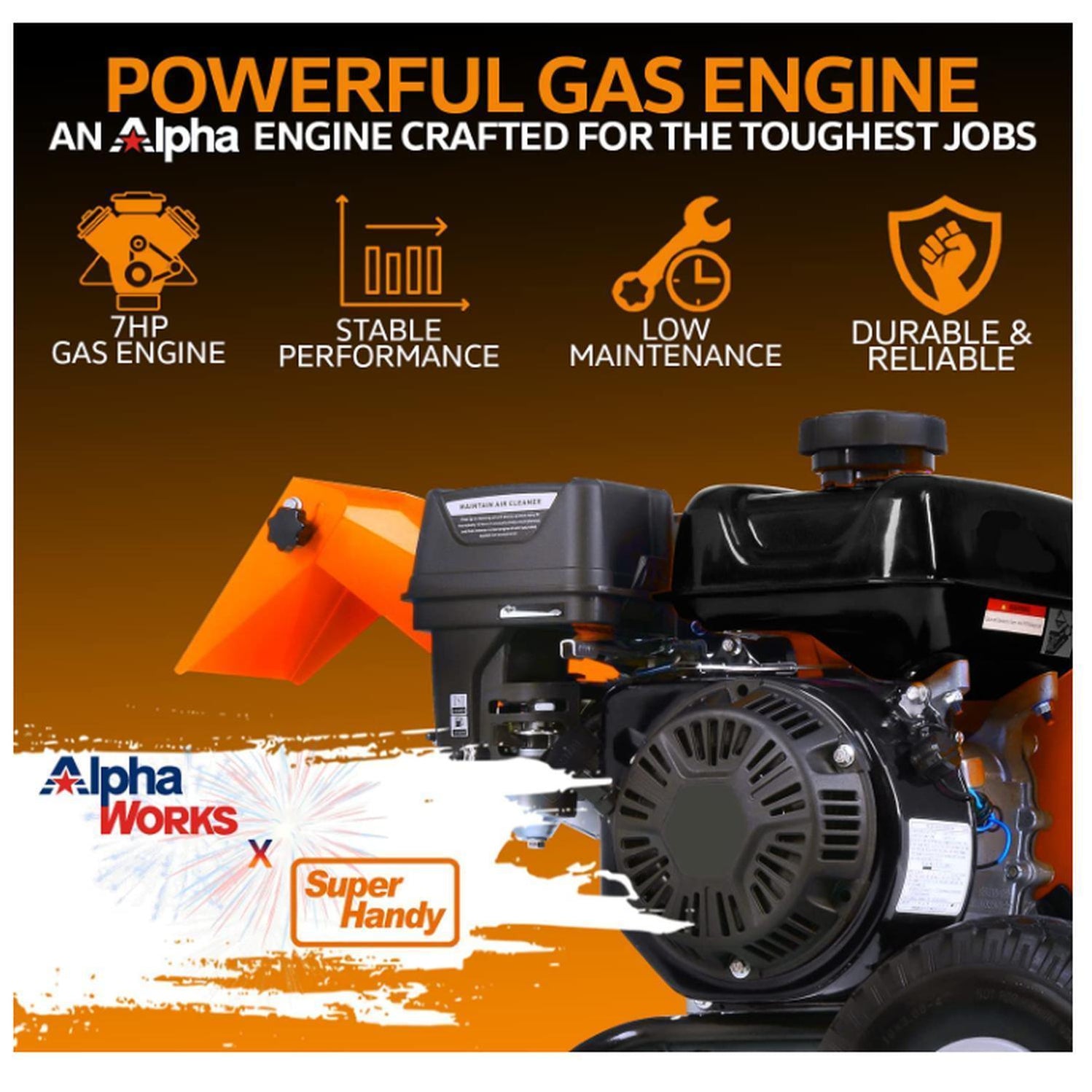 SuperHandy Compact Wood Chipper Shredder & Mulcher 7HP Engine Great