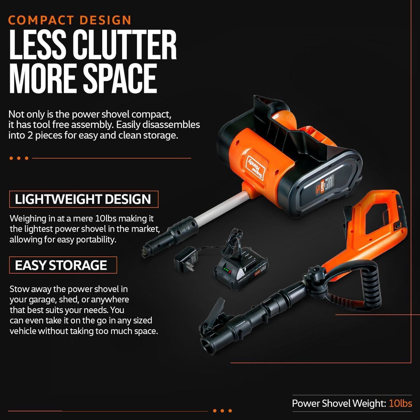 SuperHandy Electric Snow Thrower/Blower Shovel - 20V 2Ah Cordless Battery System (Orange) Snow Thrower