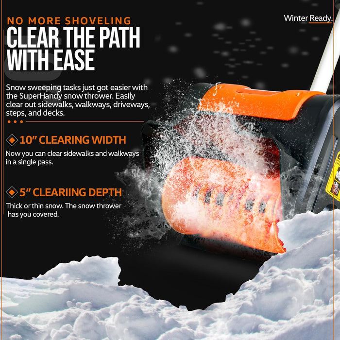 SuperHandy Electric Snow Thrower/Blower Shovel - 20V 2Ah Cordless Battery System (Orange) Snow Thrower