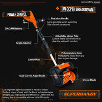 SuperHandy Electric Snow Thrower/Blower Shovel - 20V 2Ah Cordless Battery System (Orange) Snow Thrower