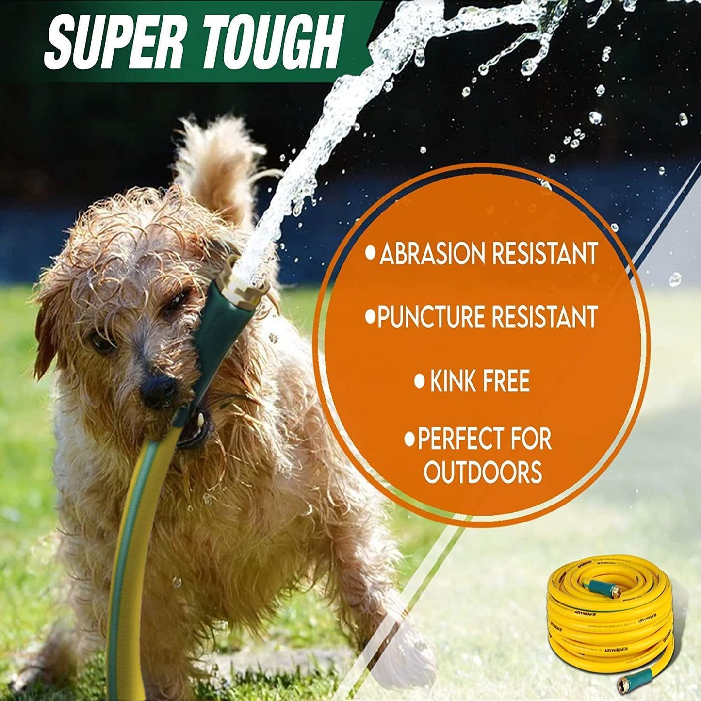 SuperHandy Garden Water Lead-In Hose - 5/8"  x  3' Ft,  3/4" Threaded Fittings Water Hose