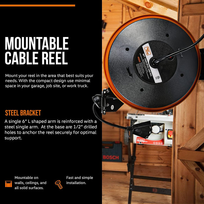 BLACK+DECKER 75 FT. Retractable Extension Cord Reel With 4 Outlets