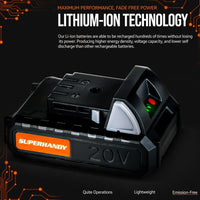 SuperHandy Lithium Ion Rechargeable Battery 20V 2Ah - For Snow Thrower, Hedge Trimmer, & Handheld Fogger 20V Battery