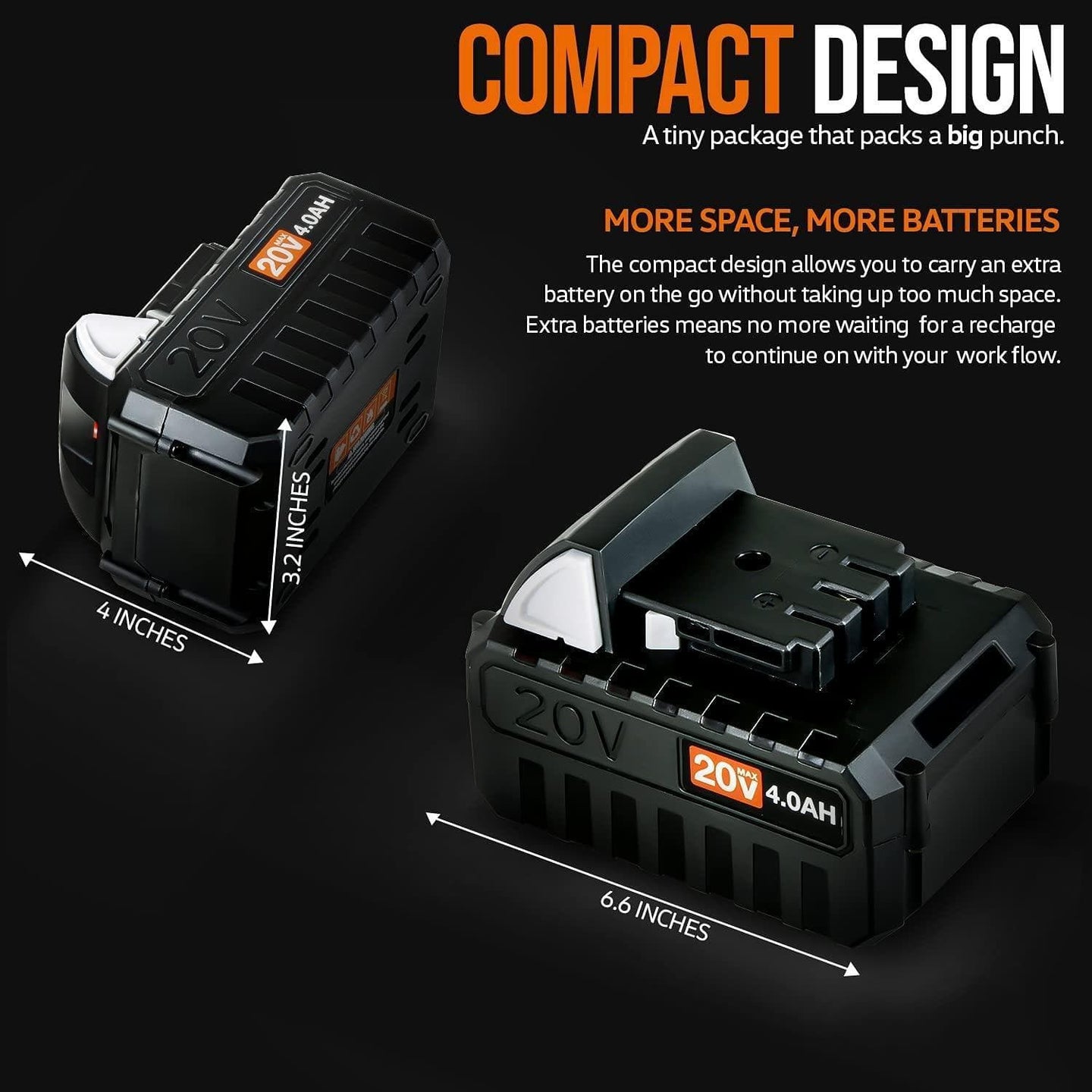 SuperHandy Lithium Ion Rechargeable Battery 20V 4Ah - For Snow Thrower, Hedge Trimmer, & Handheld Fogger 20V Battery