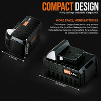 SuperHandy Lithium Ion Rechargeable Battery 20V 4Ah - For Snow Thrower, Hedge Trimmer, & Handheld Fogger 20V Battery