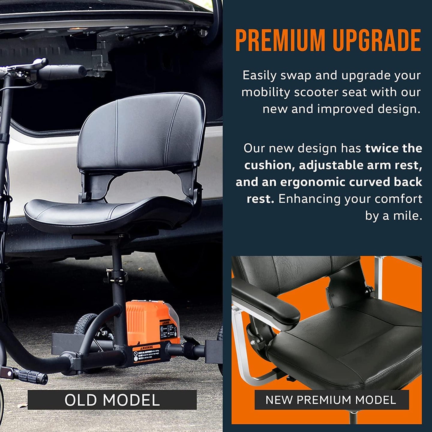 SuperHandy Mobility Scooter Seat Upgrade (Seat + Armrest Only) - For GUT112, GUT140 Mobility Scooter Seat