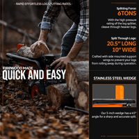 SuperHandy Portable Electric Log Splitter - 120V Corded, 6-Ton Hydraulic System, Max 10" Log Diameter Log Splitter
