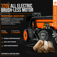 SuperHandy Portable Electric Log Splitter - 120V Corded, 6-Ton Hydraulic System, Max 10" Log Diameter Log Splitter