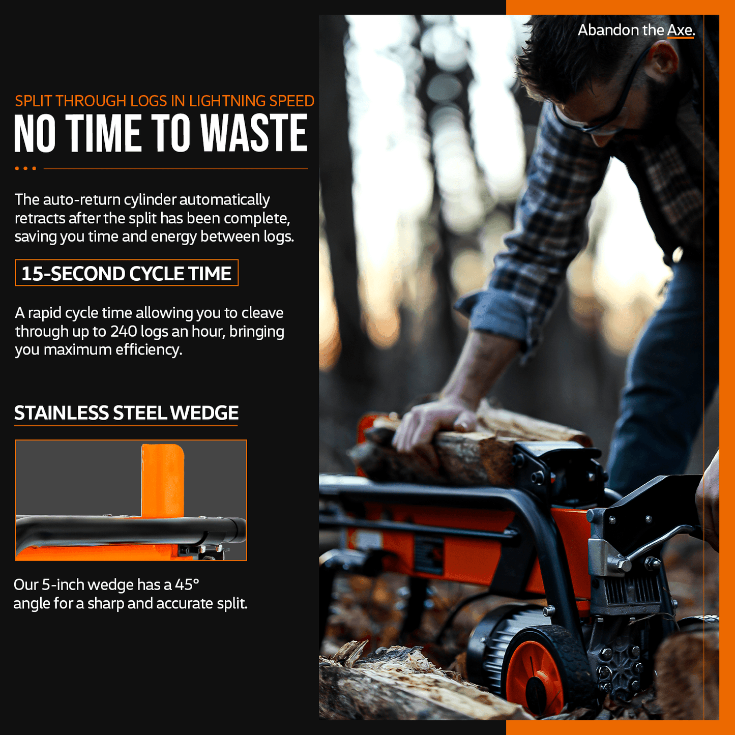 SuperHandy Portable Electric Log Splitter - 120V Corded, 6-Ton Hydraulic System, Max 10" Log Diameter Log Splitter