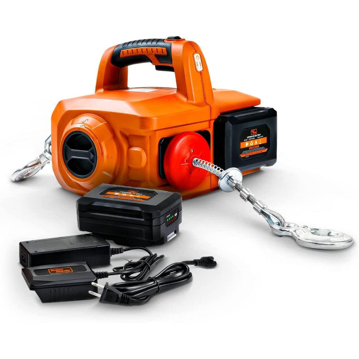 SuperHandy Portable Electric Winch - Braided Steel Cable, 1000LBS Max Load, 48V 2Ah Battery System Winch