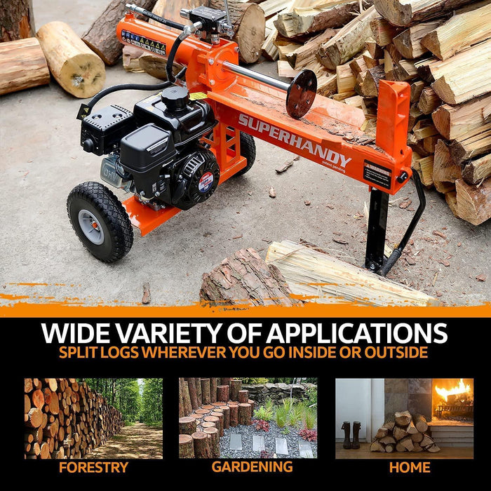 SuperHandy Portable Gas-Powered Log Splitter - 7HP 209CC 20 Ton Hydraulic System 16" Max Wood Diameter (Orange) Log Splitter