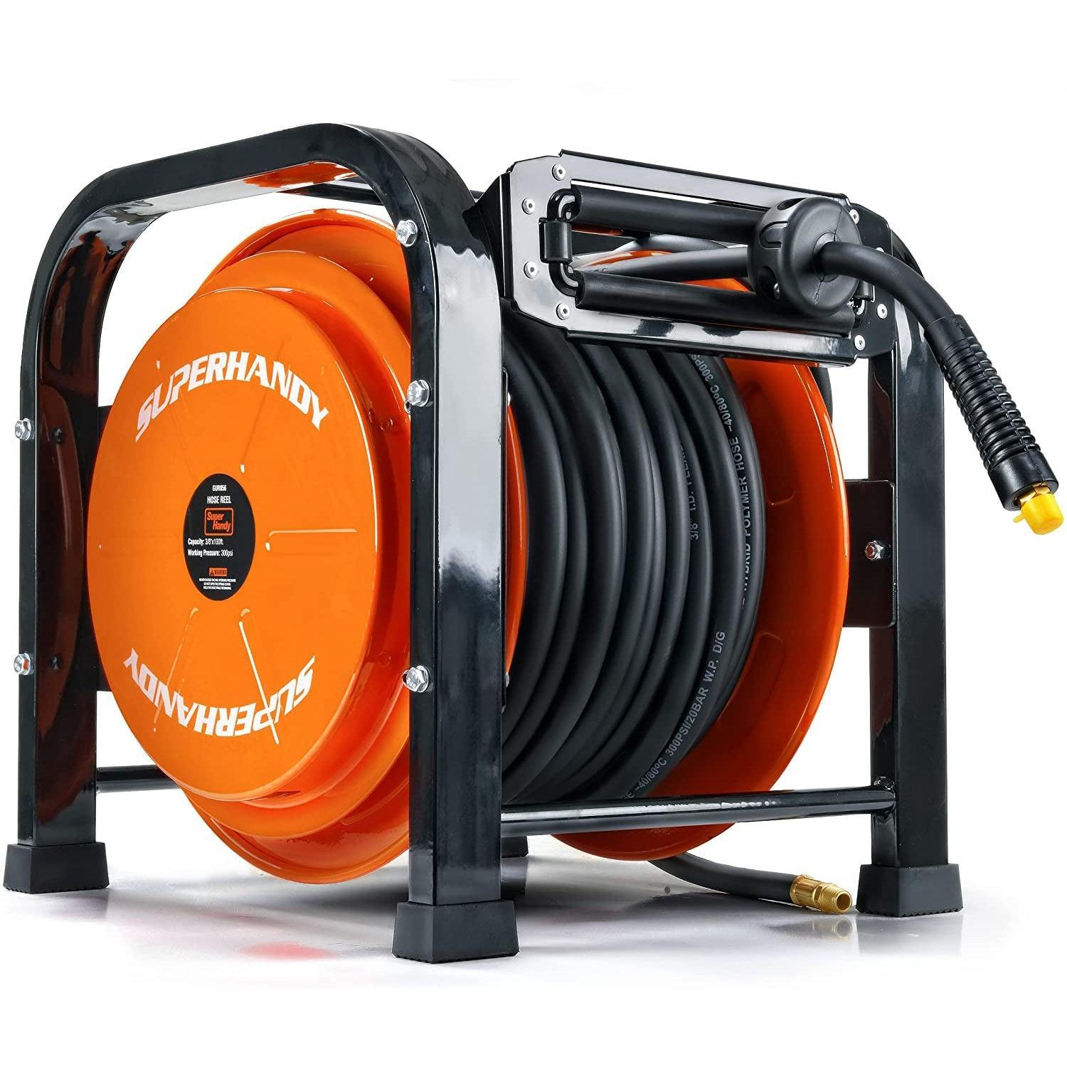 100ft x 1/4” Manual air hose reel with hybrid polymer air hose