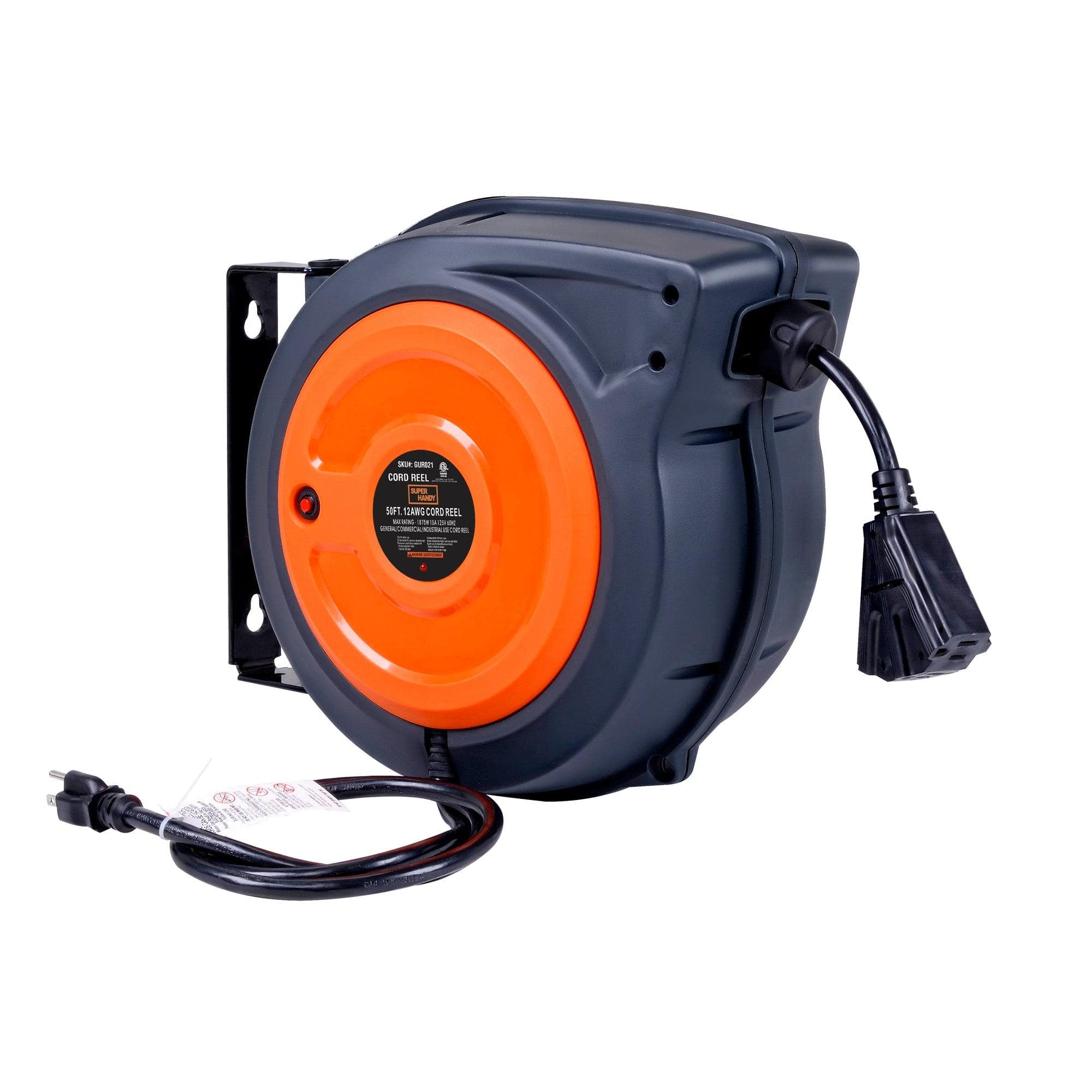 Heavy Duty Automatic Retractable Power Cord Reel - 65FT 12AWG - Versatile